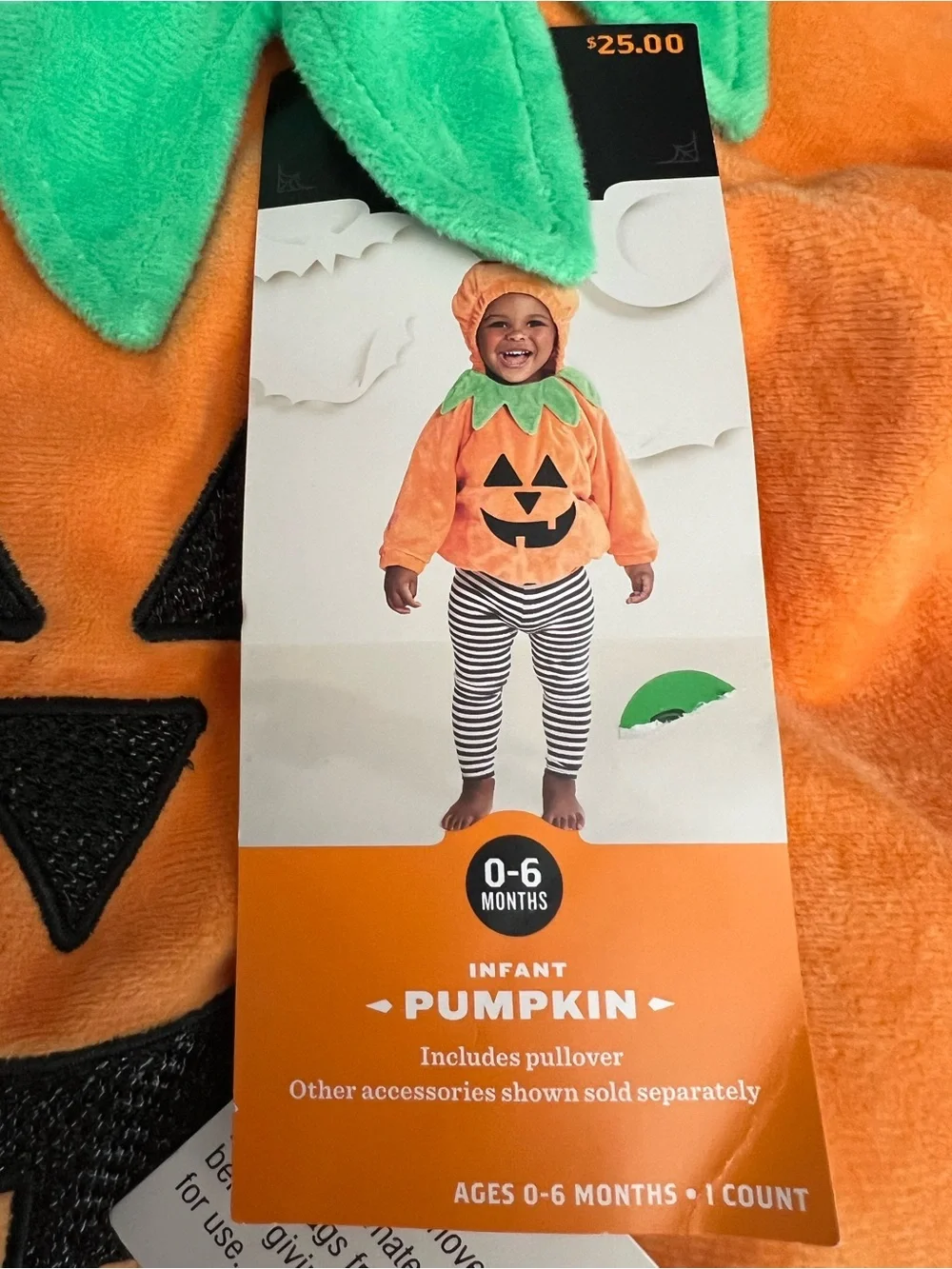 Hyde and Eek Infant Pumpkin Hooded Costume - Orange with Green Leaf Collar